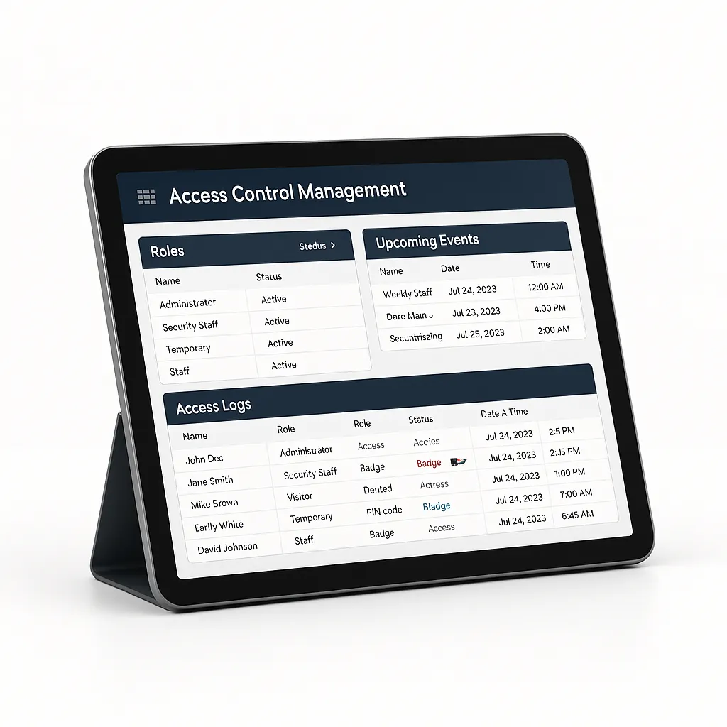 Centralised platforms where admins can assign roles, monitor access logs, set schedules, and receive security alerts in real-time.