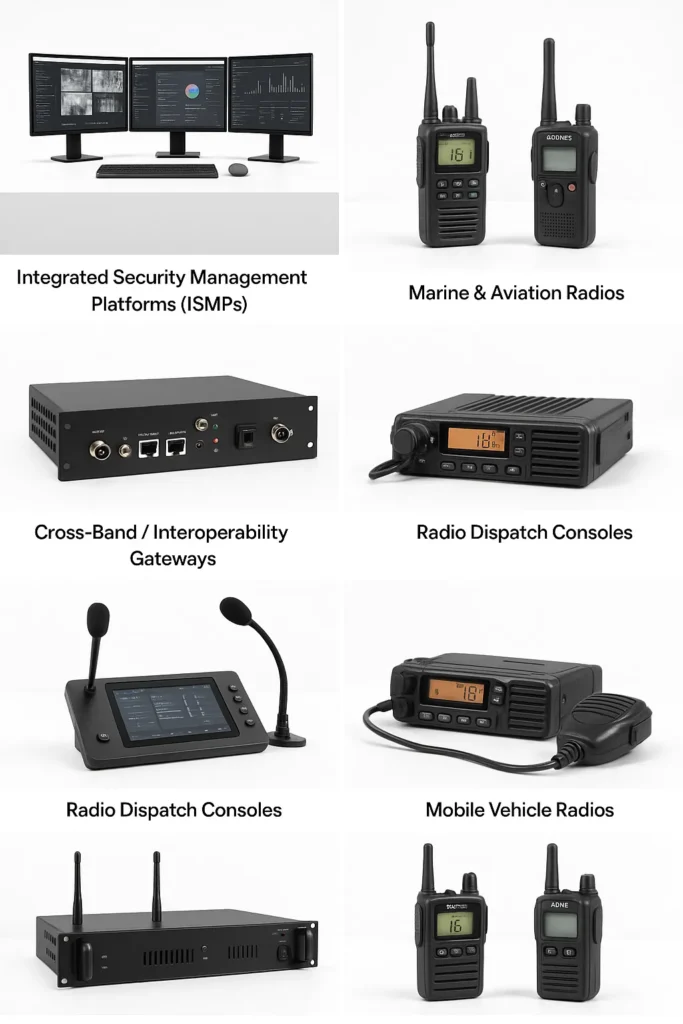 Handheld or mobile radios using Digital Mobile Radio or TETRA protocols for clear, secure, and efficient voice communication.