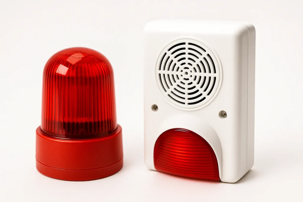 Visual and sound alert systems that signal an emergency in high-noise areas or for hearing/visually impaired individuals.