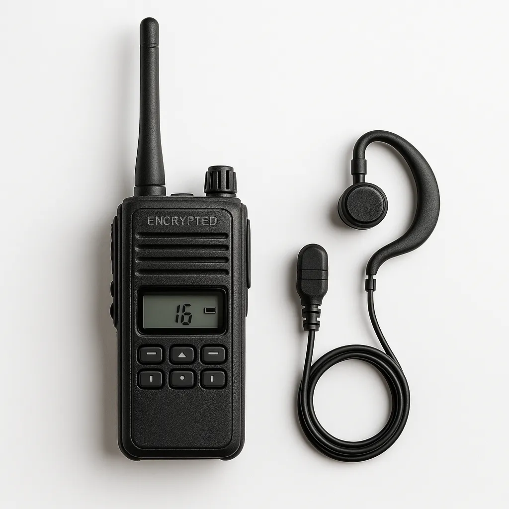 Ultra-compact or encrypted radios used in military, VIP protection, or undercover operations where discretion and security are critical.
