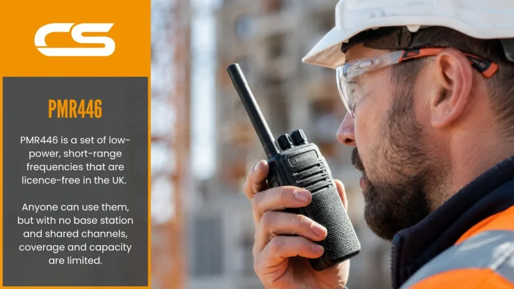 Construction Worker Using A Pmr446 Licence-Free Two-Way Radio In The Uk